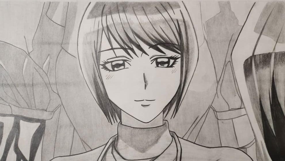 Pencil portrait of a young woman