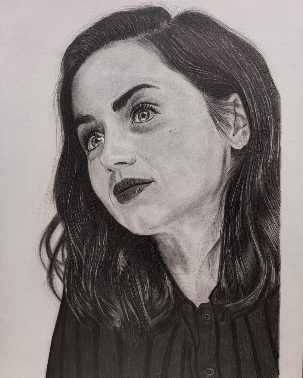 Realistic graphite portrait of a woman